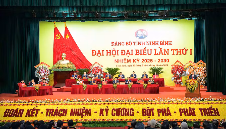 Quang cảnh Đại hội đại biểu Đảng bộ tỉnh Ninh Bình lần thứ I, nhiệm kỳ 2025-2030.