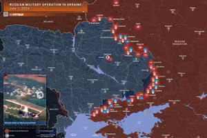 Bản đồ chiến sự Ukraine ngày 1/7. (Ảnh: Rybar)