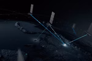 Hình ảnh mô phỏng hệ thống Internet vệ tinh mới của Nga theo phong cách Starlink.