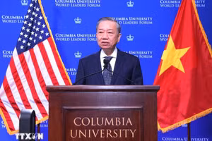 Tổng Bí thư, Chủ tịch nước Tô Lâm phát biểu chính sách tại Đại học Columbia. (Ảnh: Lâm Khánh/TTXVN) 