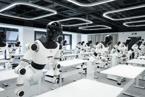 Các robot đang được huấn luyện tại Trung tâm Dữ liệu Robot Hình người Bắc Kinh.