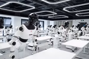 Các robot đang được huấn luyện tại Trung tâm Dữ liệu Robot Hình người Bắc Kinh.