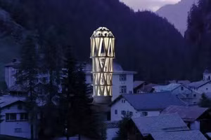 Hình ảnh tháp trắng kỳ lạ mọc lên giữa làng hoang Thụy Sĩ