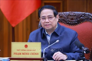 Thủ tướng Phạm Minh Chính chủ trì Phiên họp lần thứ 6 về sắp xếp, tinh gọn bộ máy của Chính phủ. (Ảnh: Dương Giang/TTXVN)