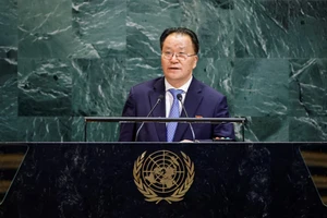 Thứ trưởng Bộ Ngoại giao Triều Tiên Kim Son Gyong phát biểu tại Đại hội đồng LHQ lần thứ 80 tại trụ sở LHQ ở thành phố New York, Hoa Kỳ, ngày 29/9. Ảnh: REUTERS