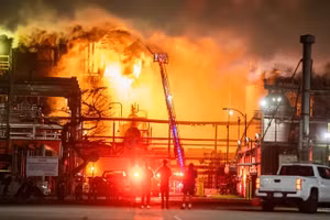 Lửa bùng phát tại nhà máy lọc dầu lớn ở California sau vụ nổ