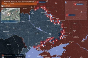 Bản đồ chiến sự Ukraine ngày 29/6. (Ảnh: Rybar)