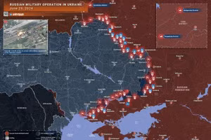 Bản đồ chiến sự Ukraine ngày 29/6. (Ảnh: Rybar)