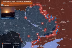 Bản đồ chiến sự Ukraine ngày 2/9. (Ảnh: Rybar)