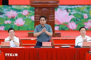 Thủ tướng Phạm Minh Chính chủ trì hội nghị. (Ảnh: Dương Giang/TTXVN)