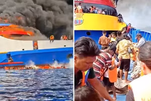 Hơn 560 người thoát chết khi tàu Indonesia bốc cháy trên biển