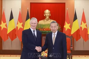 Tổng Bí thư Tô Lâm hội kiến Nhà vua Bỉ Philippe. Ảnh: Thống Nhất/TTXVN 