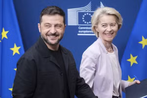 Tổng thống Ukraine Zelensky và Chủ tịch EC Ursula von der Leyen.