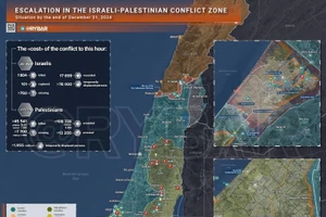 Bản đồ xung đột Israel-Hamas ngày 31/12/2024. (Ảnh: Rybar) 