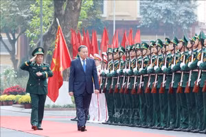 Tổng Bí thư Tô Lâm đến thăm, làm việc tại Bộ Tư lệnh Bộ đội Biên phòng. (Ảnh: Thống Nhất/TTXVN)