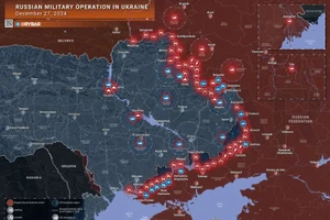 Bản đồ chiến sự Ukraine ngày 27/12. (Ảnh: Rybar)