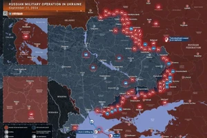 Bản đồ chiến sự Ukraine ngày 11/9. (Ảnh: Rybar)