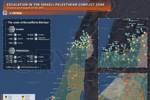 Bản đồ xung đột Israel - Hamas ngày 24-25/8. Ảnh: Rybar.