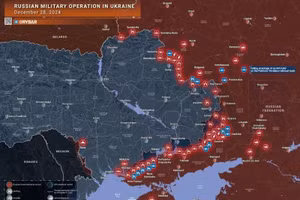 Bản đồ chiến sự Ukraine ngày 28/12. (Ảnh: Rybar)