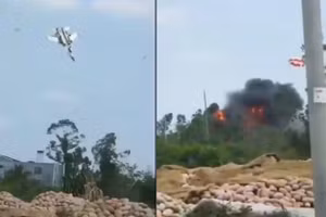 Khoảnh khắc chiến đấu cơ Trung Quốc rơi khi huấn luyện