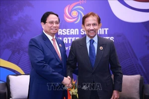Thủ tướng Phạm Minh Chính gặp Quốc vương Brunei Hassanal Bolkiah. Ảnh: Dương Giang/TTXVN