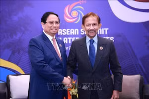 Thủ tướng Phạm Minh Chính gặp Quốc vương Brunei Hassanal Bolkiah. Ảnh: Dương Giang/TTXVN 