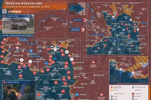 Bản đồ chiến sự Ukraine ngày 28/9, khu vực biên giới Kursk. (Ảnh: Rybar)