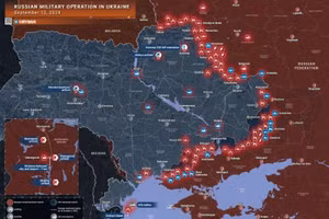 Bản đồ chiến sự Ukraine ngày 12/9. (Ảnh: Rybar)