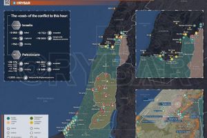 Bản đồ xung đột Israel - Hamas ngày 26/7. (Ảnh: Rybar)