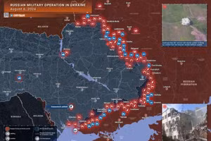 Bản đồ chiến sự Ukraine ngày 6/8. (Ảnh: Rybar)