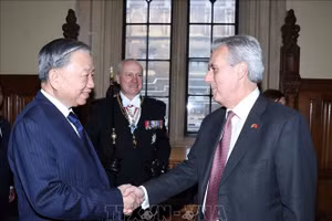 Tổng Bí thư Tô Lâm gặp Nhóm nghị sỹ liên đảng ủng hộ Việt Nam tại Quốc hội Anh. Ảnh: Thống Nhất/TTXVN 