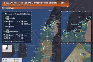 Bản đồ xung đột Israel - Hamas ngày 9-10/9. (Ảnh: Rybar)
