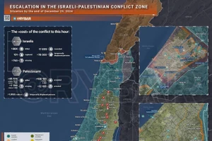 Bản đồ xung đột Israel-Hamas ngày 29/12. (Ảnh: Rybar)