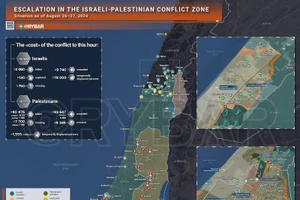 Bản đồ xung đột Israel - Hamas ngày 26-27/8. (Ảnh: Rybar)