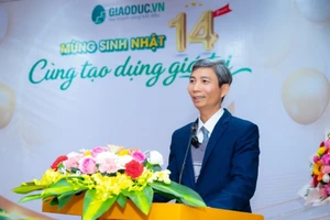 Thầy giáo Nguyễn Trường Lâm phát biểu tại Lễ Kỷ niệm 14 năm thành lập Giáo dục.vn (06/12012 - 06/01/2026)