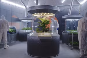 Minh họa về một cơ sở ươm tạo thực vật trên sao Hỏa.