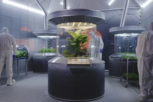 Minh họa về một cơ sở ươm tạo thực vật trên sao Hỏa.