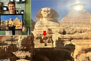 Đền Sphinx nằm phía trước bức tượng và không mở cửa cho công chúng, đã hé lộ điều mà Matthew LaCroix tin là một kim tự tháp bậc thang ngược được nhúng trong cấu trúc.