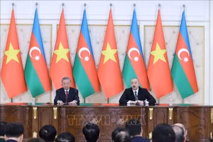 Tổng Bí thư Tô Lâm và Tổng thống Azerbaijan Ilham Aliyev họp báo chung, thông báo kết quả hội đàm. Ảnh: Thống Nhất/TTXVN 