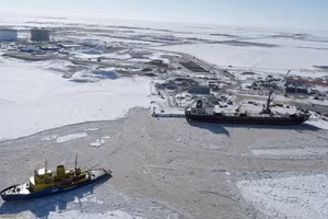 Quang cảnh cảng Sabetta ở Khu tự trị Yamal-Nenets.