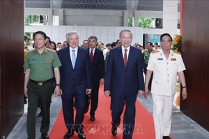 Tổng Bí thư Tô Lâm đến dự Lễ khánh thành công trình Trụ sở Bộ Công an. Ảnh: Thống Nhất/TTXVN