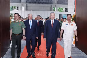 Tổng Bí thư Tô Lâm đến dự Lễ khánh thành công trình Trụ sở Bộ Công an. Ảnh: Thống Nhất/TTXVN