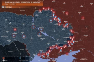 Bản đồ chiến sự Ukraine ngày 12/7. (Ảnh: Rybar)