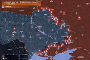 Bản đồ chiến sự Ukraine ngày 12/7. (Ảnh: Rybar)