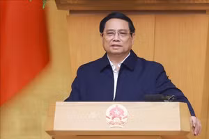 Thủ tướng Phạm Minh Chính chủ trì phiên họp Chính phủ chuyên đề về xây dựng pháp luật tháng 1/2025. (Ảnh: Dương Giang/TTXVN) 