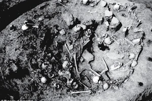 Bức ảnh này cho thấy địa điểm chôn tập thể Gomolava ở Serbia, nơi chứa hài cốt của ít nhất 77 người.