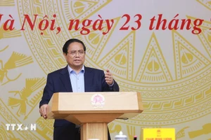 Thủ tướng Phạm Minh Chính chủ trì Phiên họp lần thứ 14 của Ban Chỉ đạo Quốc gia về chống khai thác hải sản bất hợp pháp. (Ảnh: Dương Giang/TTXVN) 