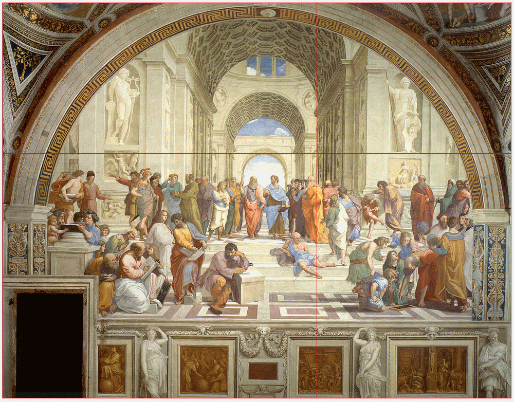 Bí ẩn về dãy Fibonacci và tỉ lệ vàng “thần thánh” trong vạn vật ảnh 24 Trường học Athen của Rafael cũng không nằm ngoài tỉ số vàng