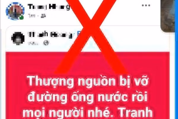 Thông tin về vỡ ống nước ở thượng nguồn, mất nước sinh hoạt tại TP Huế là sai sự thật.