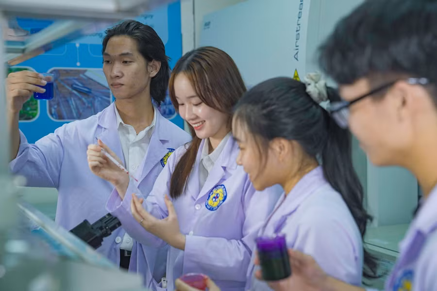 Hoạt động nghiên cứu khoa học tại một trường đại học.